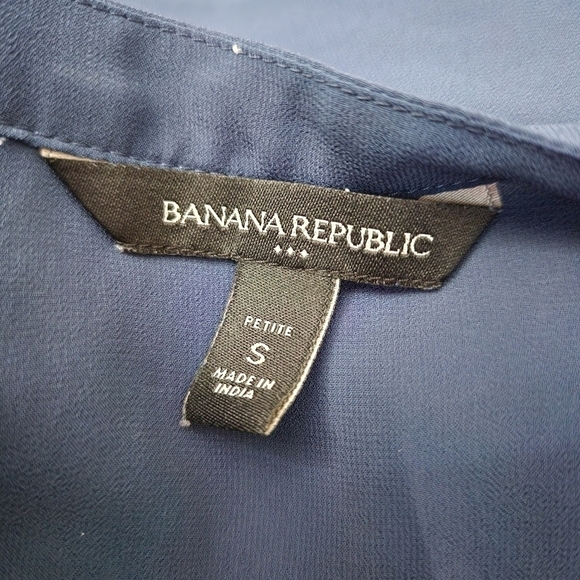 Banana Republic Sheer Blouse Long Sleeve Navy Women's Small S V-Neck Blouse Top - Picture 4 of 5